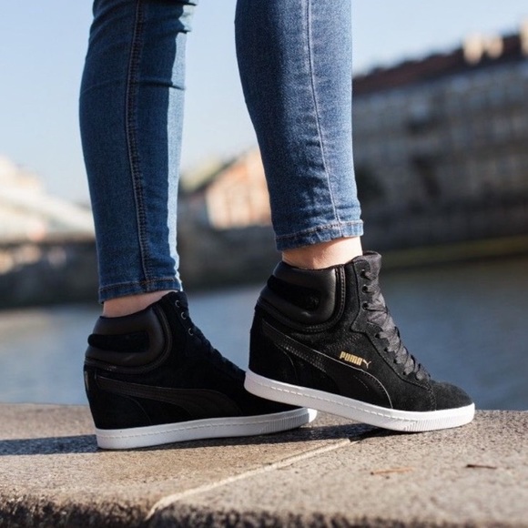 puma wedges sneakers black